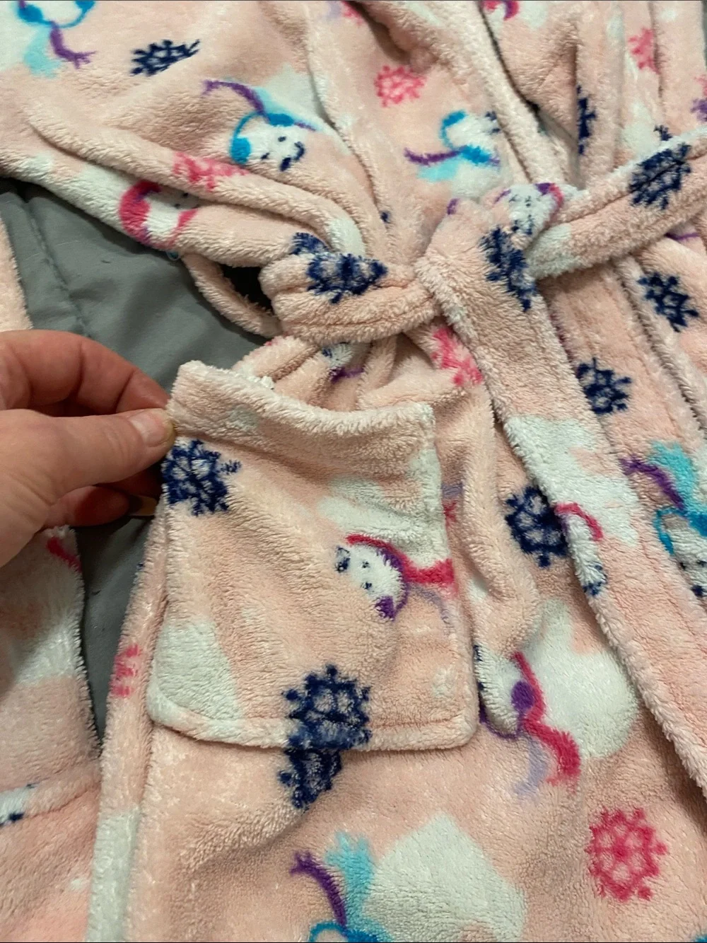 Faded Glory Pink Plush Polar Bear Print Kids Robe